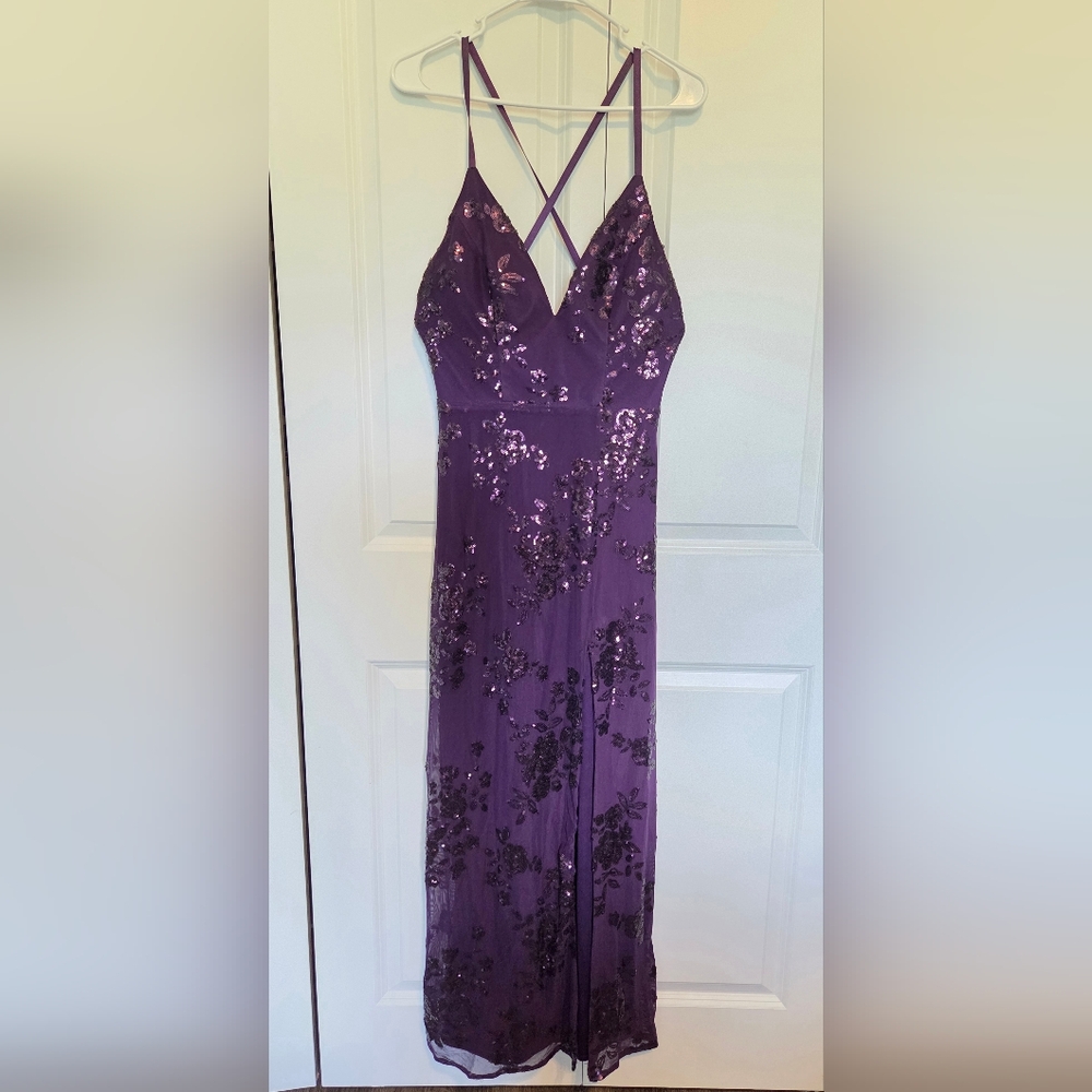 Speechless Purple Sequin Evening Dress